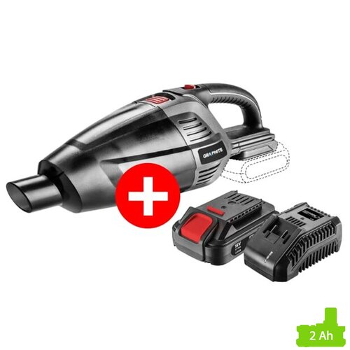 Odkurzacz ręczny GRAPHITE 2w1 58G097 E+ + Ładowarka GRAPHITE 58G002 + Akumulator GRAPHITE Energy+ 58G001 2.0Ah 18V