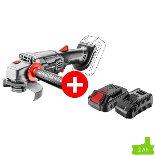 Szlifierka kątowa GRAPHITE 58G003 Energy+ + Ładowarka GRAPHITE 58G002 + Akumulator GRAPHITE Energy+ 58G001 2.0Ah 18V