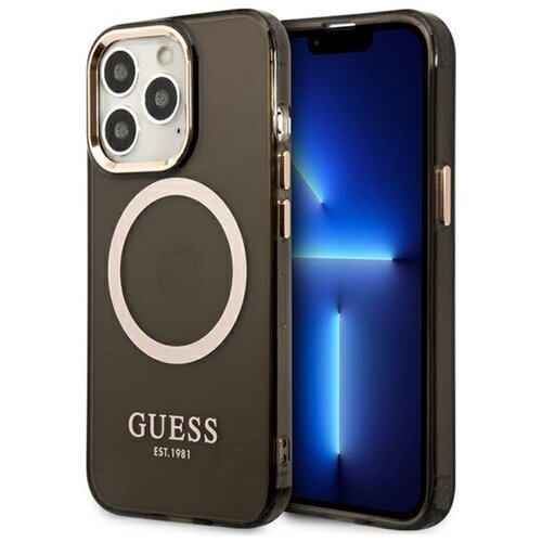 Etui GUESS Gold Outline Translucent MagSafe do Apple iPhone 13 Pro Czarny