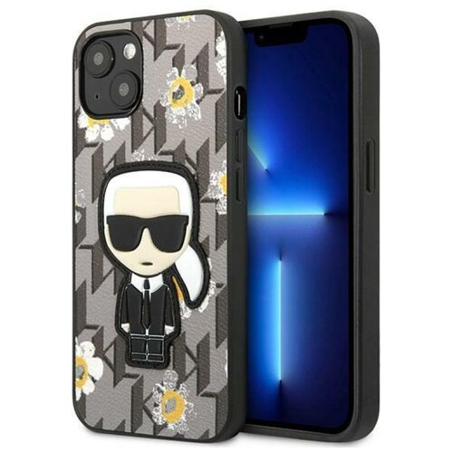 Etui KARL LAGERFELD Flower Ikonik Karl do Apple iPhone 13 Mini Szary