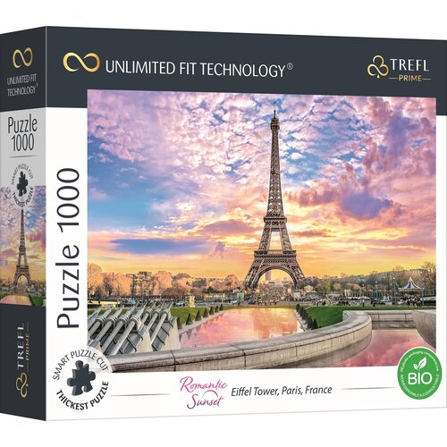 Puzzle TREFL Prime Unlimited Fit Technology Romantic Sunset Eiffel Tower Paris France 10693 (1000 elementów)
