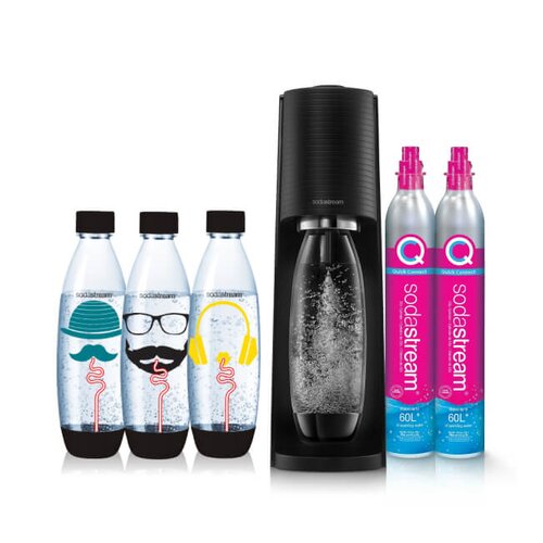 SODASTREAM Terra Czarny + Nabój SODASTREAM CO2 + Butelka SODASTREAM