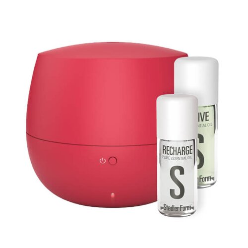 Aromatyzer STADLER FORM Mia Czerwony + Olejki eteryczne STADLER FORM Revive A-122 10 ml i STADLER FORM Recharge A-132 10 ml