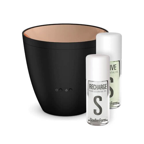 Aromatyzer STADLER FORM Zoe Czarny + Olejki eteryczne STADLER FORM Revive A-122 10 ml i STADLER FORM Recharge A-132 10 ml