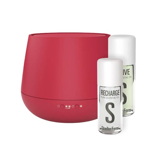 Aromatyzer STADLER FORM Julia Czerwony + Olejki eteryczne STADLER FORM Revive A-122 10 ml i STADLER FORM Recharge A-132 10 ml