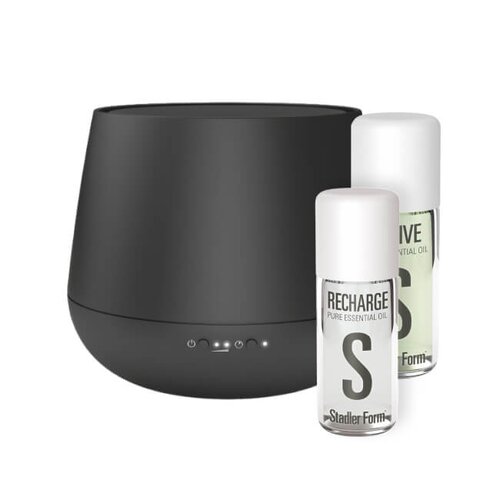 Aromatyzer STADLER FORM Julia Czarny + Olejki eteryczne STADLER FORM Revive A-122 10 ml i STADLER FORM Recharge A-132 10 ml