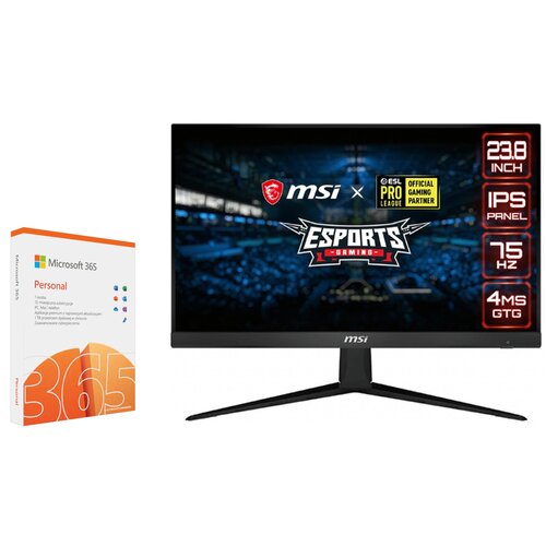 Monitor MSI Optix 241V E2 24" 1920x1080px IPS 4 ms + Program MICROSOFT 365 Personal