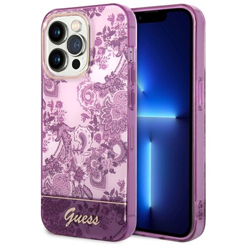 Etui GUESS Porcelain Collection do Apple iPhone 14 Pro Max Fuksja