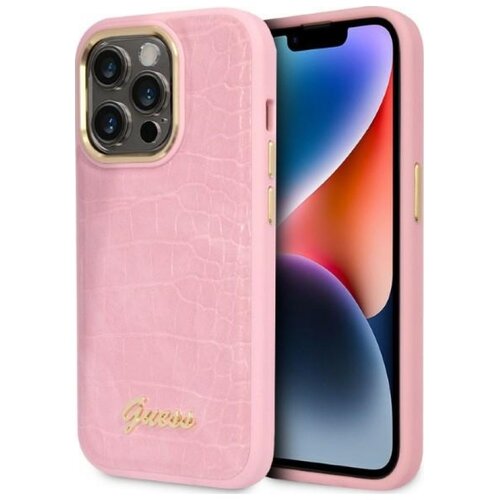 Etui GUESS Croco Collection do Apple iPhone 14 Pro Różowy