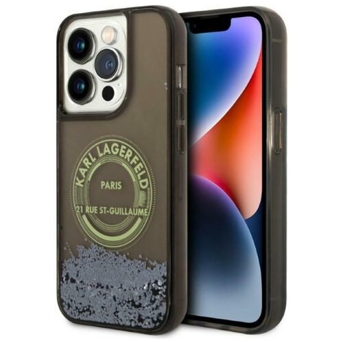 Etui KARL LAGERFELD Liquid Glitter RSG do Apple iPhone 14 Pro Czarny