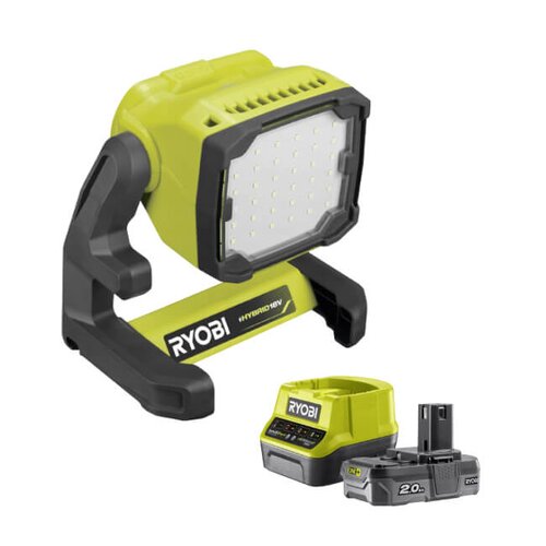 Lampa warsztatowa RYOBI ONE+ RLFD18-0 + Akumulator RYOBI ONE+ RC18120-120 2Ah 18V + ładowarka