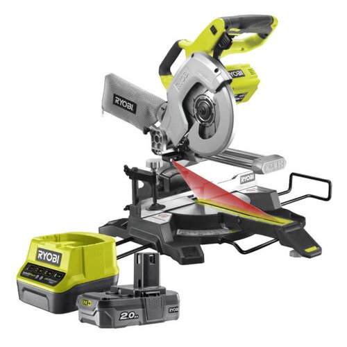 Pilarka ukosowa RYOBI R18MS216-0 + Akumulator RYOBI ONE+ RC18120-120 2Ah 18V + ładowarka
