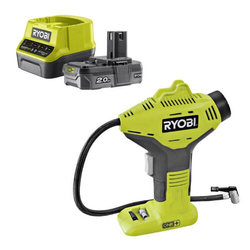 Kompresor ręczny RYOBI R18PI-0 + Akumulator RYOBI ONE+ RC18120-120 2Ah 18V + ładowarka