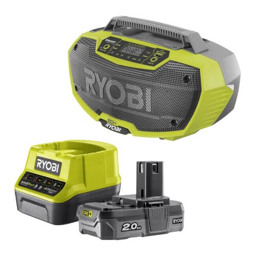 Radioodtwarzacz RYOBI R18RH-0 + Akumulator RYOBI ONE+ RC18120-120 2Ah 18V + ładowarka