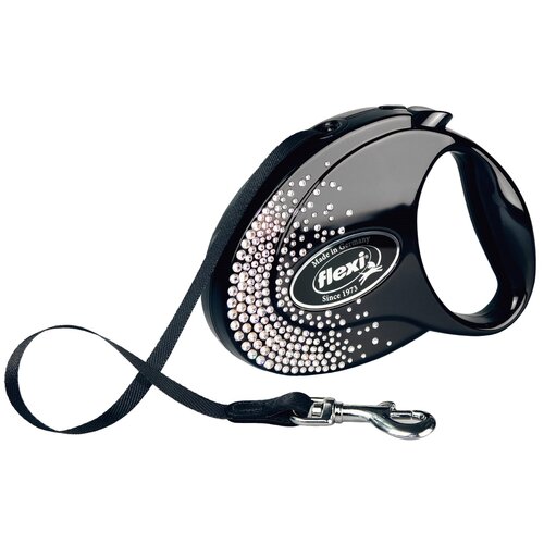 Smycz FLEXI Splash Crystal M (5 m - 25 kg) Czarny