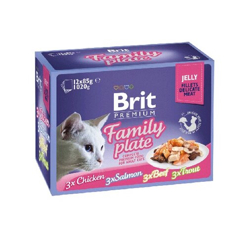 Karma dla kota BRIT Pouch Jelly Fillet Family Plate Mix smaków (12 x 85 g)