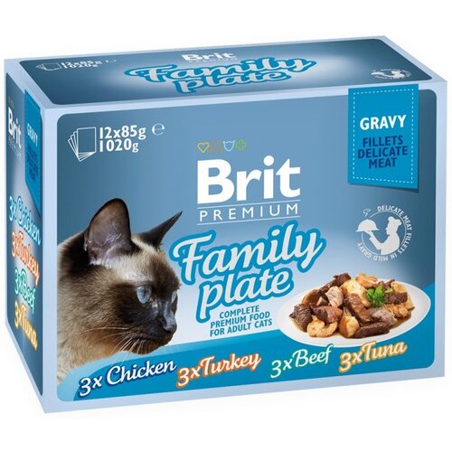Karma dla kota BRIT Cat Gravy Fillet Family Plate Mix smaków (12 x 85 g)