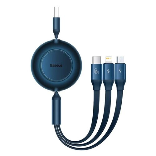 Kabel USB - Micro USB/Lightning/USB-C BASEUS Bright Mirror 3w1 1.1m Niebieski