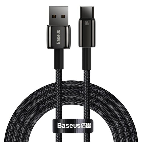 Kabel USB - USB-C BASEUS Tungsten Gold 100W 2m Czarny