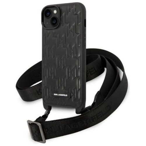 Etui KARL LAGERFELD Monogram Plaque Logo Strap do Apple iPhone 14 Plus/15 Plus Czarny