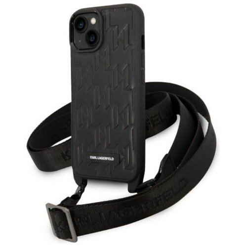 Etui KARL LAGERFELD Monogram Plaque Logo Strap do Apple iPhone 13/14/15 Czarny