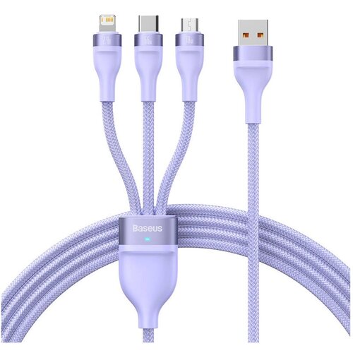 Kabel USB - USB Typ-C/Micro USB/Lightning BASEUS Flash Series 2 66W 1.2 m Fioletowy