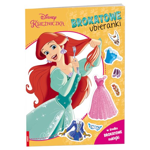 Książka z naklejkami Disney Księżniczka Brokatowe ubieranki (miękka okładka)