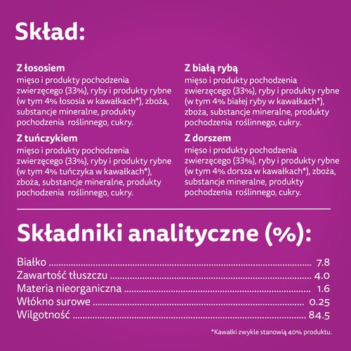 Karma dla kota WHISKAS Rybne Przysmaki (40 x 85 g)