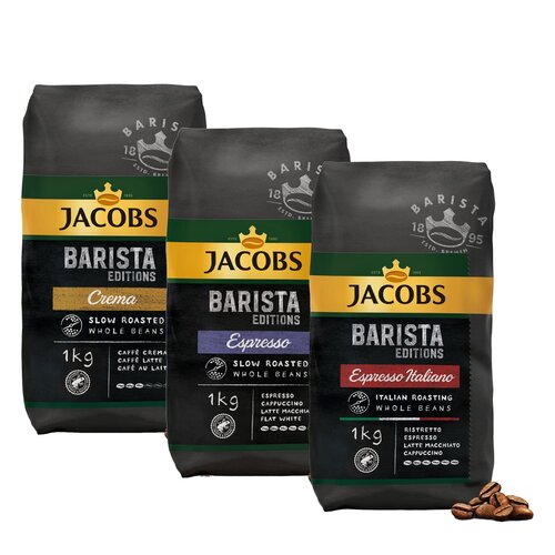 Kawa ziarnista JACOBS Barista Editions Espresso Italiano 1 kg + Kawa ziarnista JACOBS Barista Editions Crema 1 kg + Kawa ziarnista JACOBS Barista Editions Espresso 1 kg