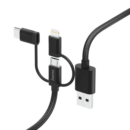 Kabel USB - Lightning/Micro USB/USB-C HAMA 201536 1.5 m Czarny