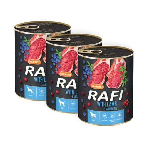 Karma dla psa RAFI z jagnięciną, borówką i żurawiną 3 x 800 g