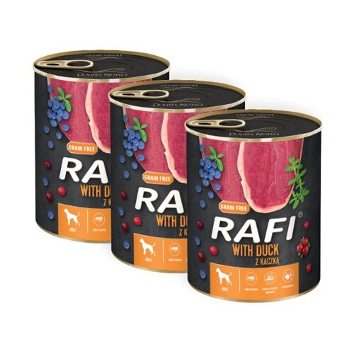 Karma dla psa RAFI Kaczka z borówką i żurawiną 3 x 800 g