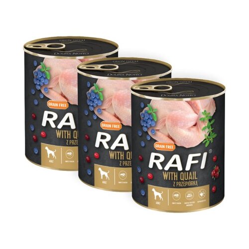 Karma dla psa RAFI Przepiórka z borówką i żurawiną 3 x 800 g