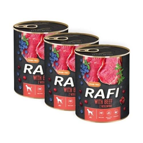 Karma dla psa RAFI Wołowina z borówką i żurawiną 3 x 800 g