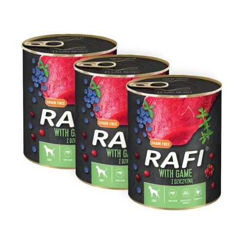 Karma dla psa RAFI z dziczyzną, borówką i żurawiną 3 x 800 g