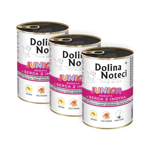 Karma dla psa DOLINA NOTECI Premium Junior Serca z indyka 3 x 400 g