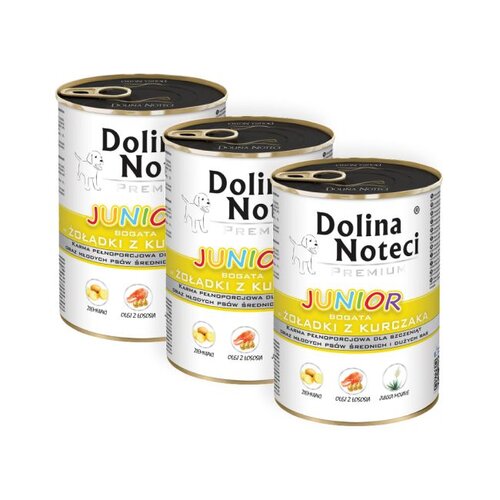 Karma dla psa DOLINA NOTECI Premium Junior Żołądki z kurczaka 3 x 400 g