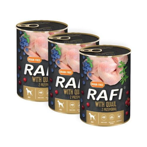 Karma dla psa RAFI Przepiórka z borówką i żurawiną 3 x 400 g