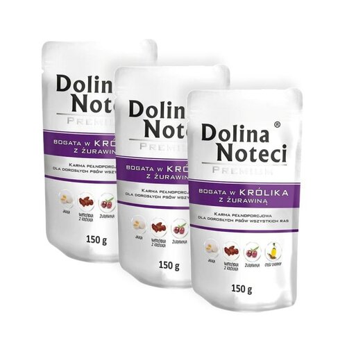 Karma dla psa DOLINA NOTECI Premium Królik z żurawiną 3 x 150 g