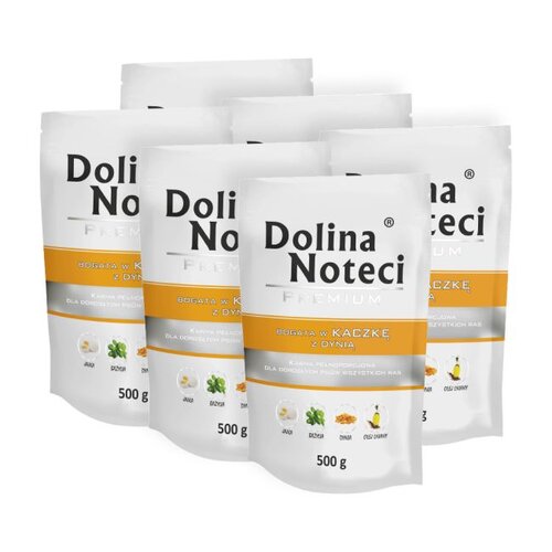 Karma dla psa DOLINA NOTECI Premium bogata w kaczkę z dynią 6 x 500 g