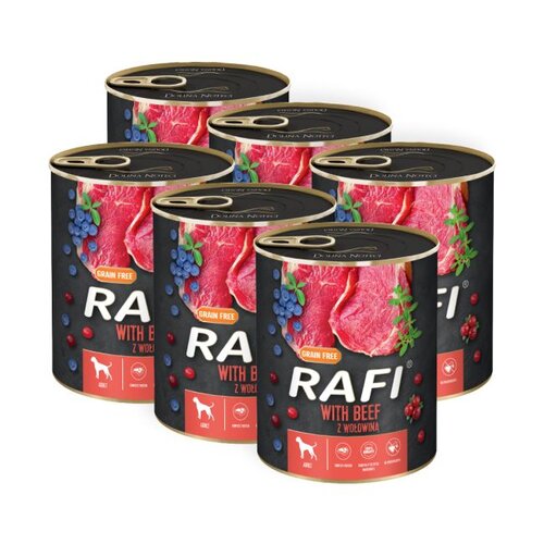 Karma dla psa RAFI z wołowiną, borówką i żurawiną 6 x 800 g