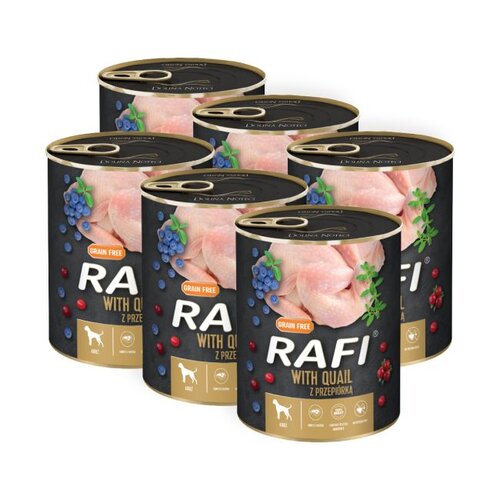 Karma dla psa RAFI z przepiórką, borówką i żurawiną 6 x 800 g
