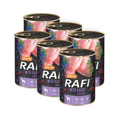 Karma dla psa RAFI Królik z borówką i żurawiną 6 x 400 g