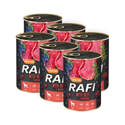 Karma dla psa RAFI Wołowina z borówką i żurawiną 6 x 400 g