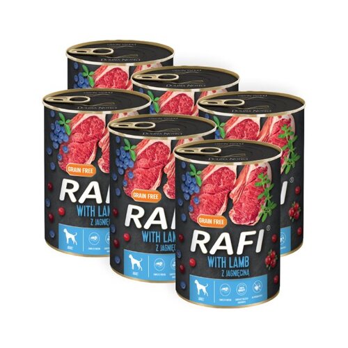 Karma dla psa RAFI z jagnięciną, borówką i żurawiną 6 x 400 g