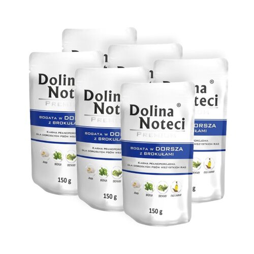 Karma dla psa DOLINA NOTECI Premium bogata w dorsza z brokułami 6 x 150 g