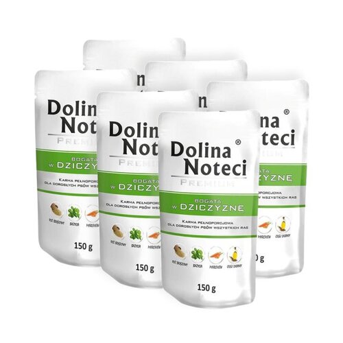 Karma dla psa DOLINA NOTECI Premium bogata w dziczyznę 6 x 150 g