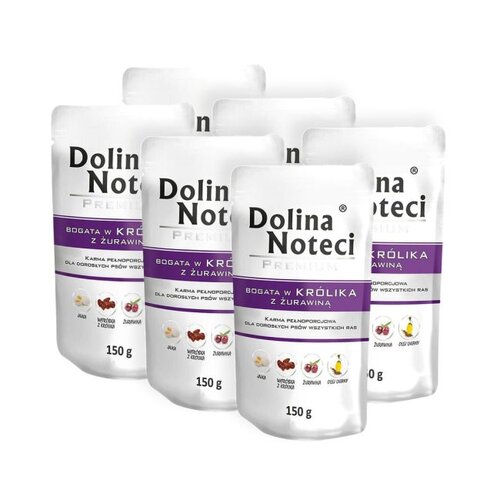 Karma dla psa DOLINA NOTECI Premium bogata w królika z żurawiną  6 x 150 g