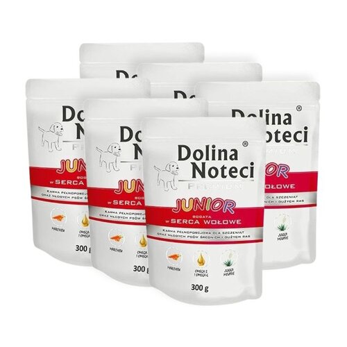 Karma dla psa DOLINA NOTECI Premium Junior bogata w serca wołowe 6 x 300 g