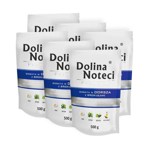 Karma dla psa DOLINA NOTECI Premium bogata w dorsza z brokułami 6 x 500 g
